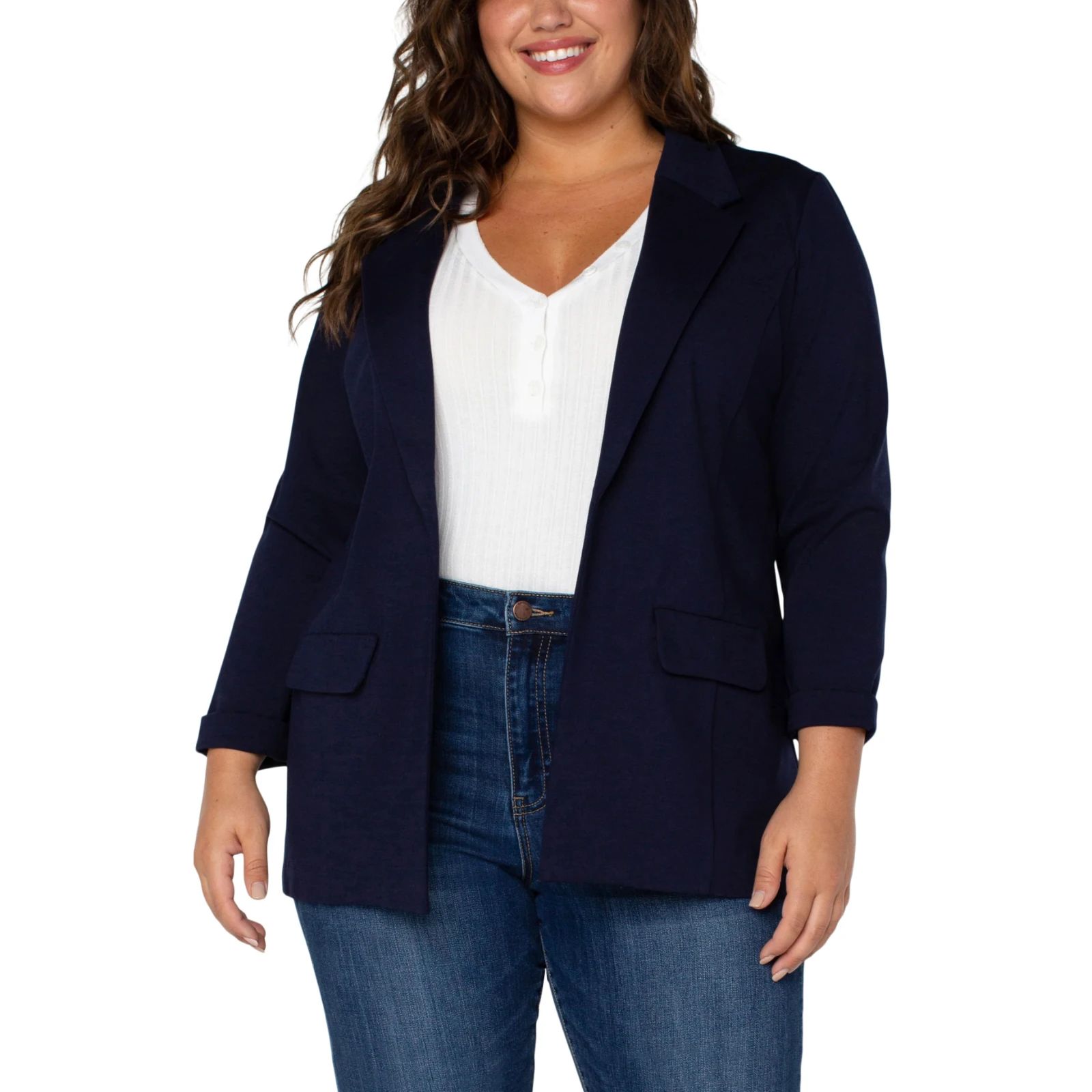 Liverpool Boyfriend Blazer With Princess Darts - Cadet Blue 2x